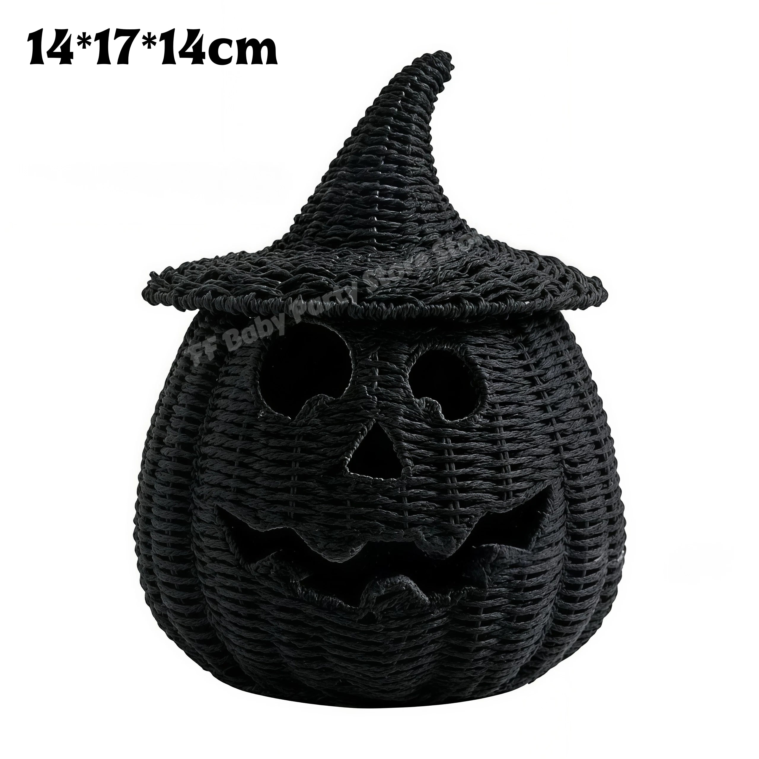 Halloween Decorations Hand-Woven Wicker Pumpkin Lantern Witch Hat Storage Box Home Decorative Statue Ornaments Christmas Decor