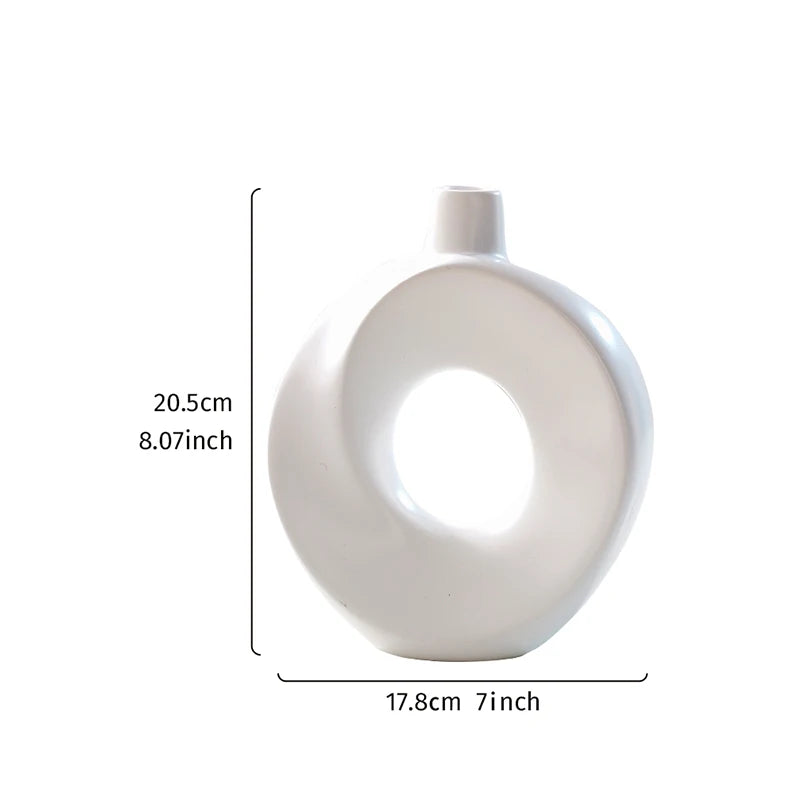 1PC, A Creative and Simple Resin White Donut Vase, A Modern Home Decoration Vase