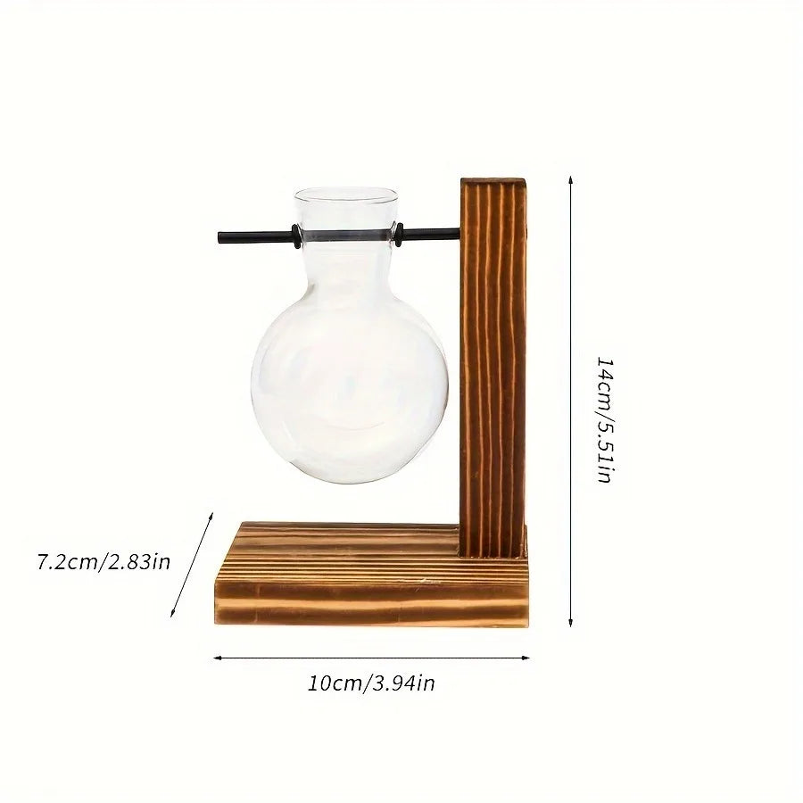 set vasi idroponici  vetro con base in legno a T -Design Minimal- Lusso e Dimora
