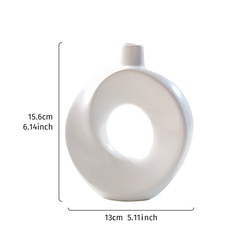 1PC, A Creative and Simple Resin White Donut Vase, A Modern Home Decoration Vase