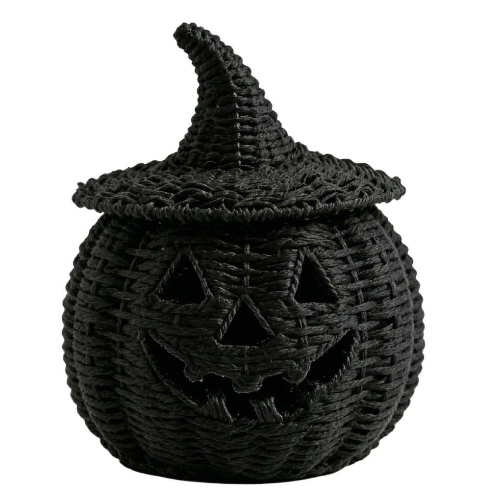 Halloween Decorations Hand-Woven Wicker Pumpkin Lantern Witch Hat Storage Box Home Decorative Statue Ornaments Christmas Decor