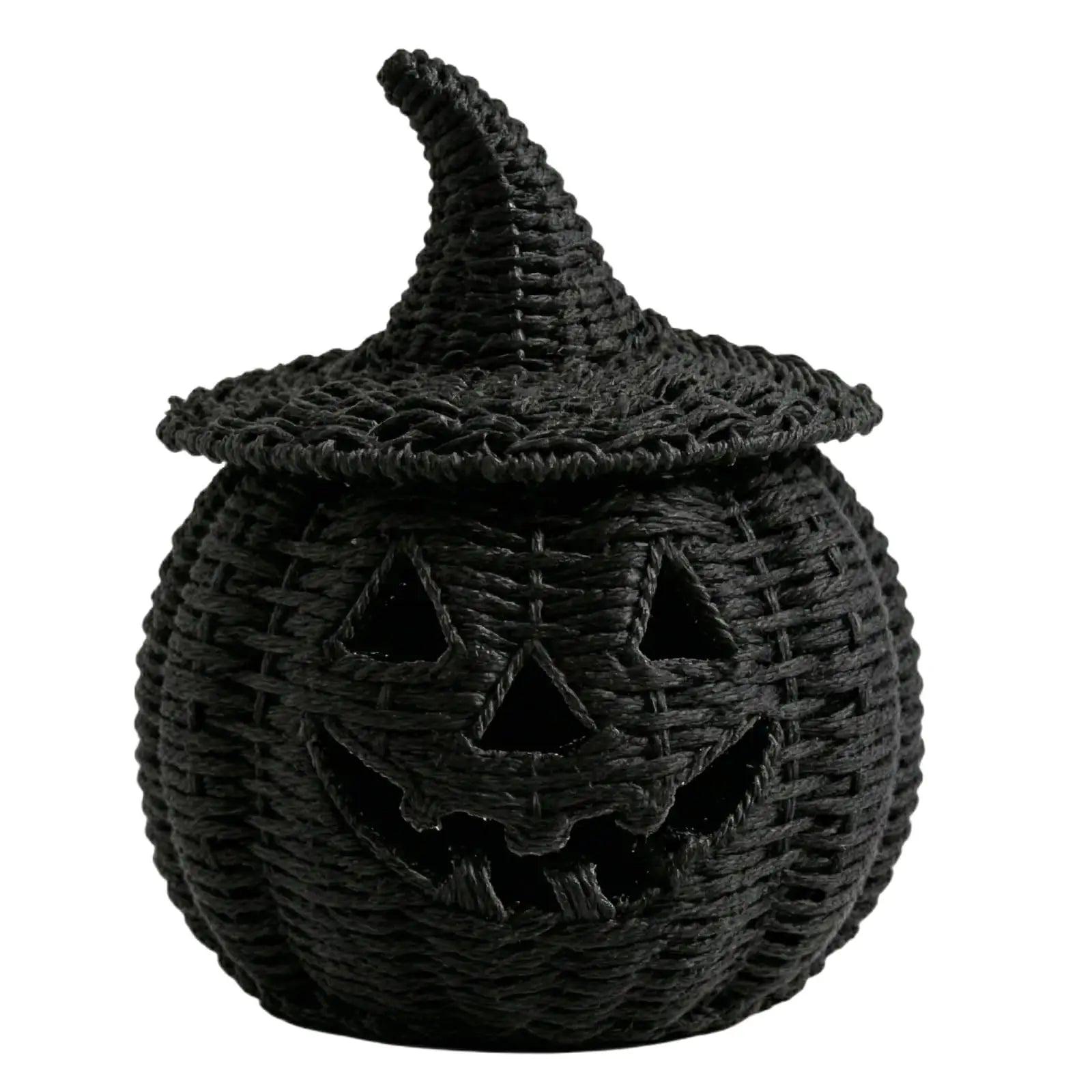 Halloween Decorations Hand-Woven Wicker Pumpkin Lantern Witch Hat Storage Box Home Decorative Statue Ornaments Christmas Decor